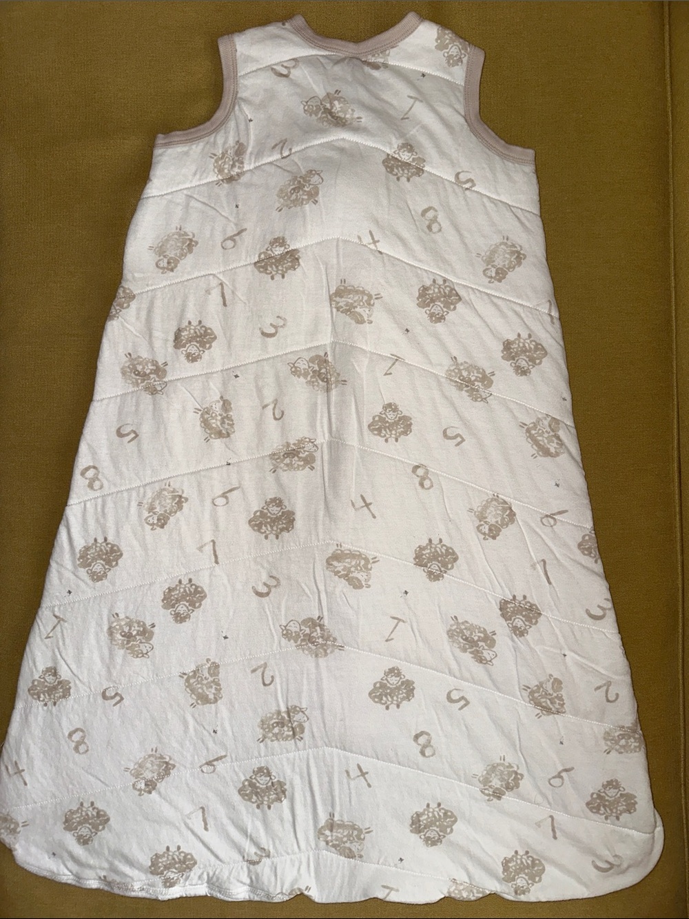 Quilted Baby Sleep Sack in Cream with Beige Trim - Picture 4 of 4